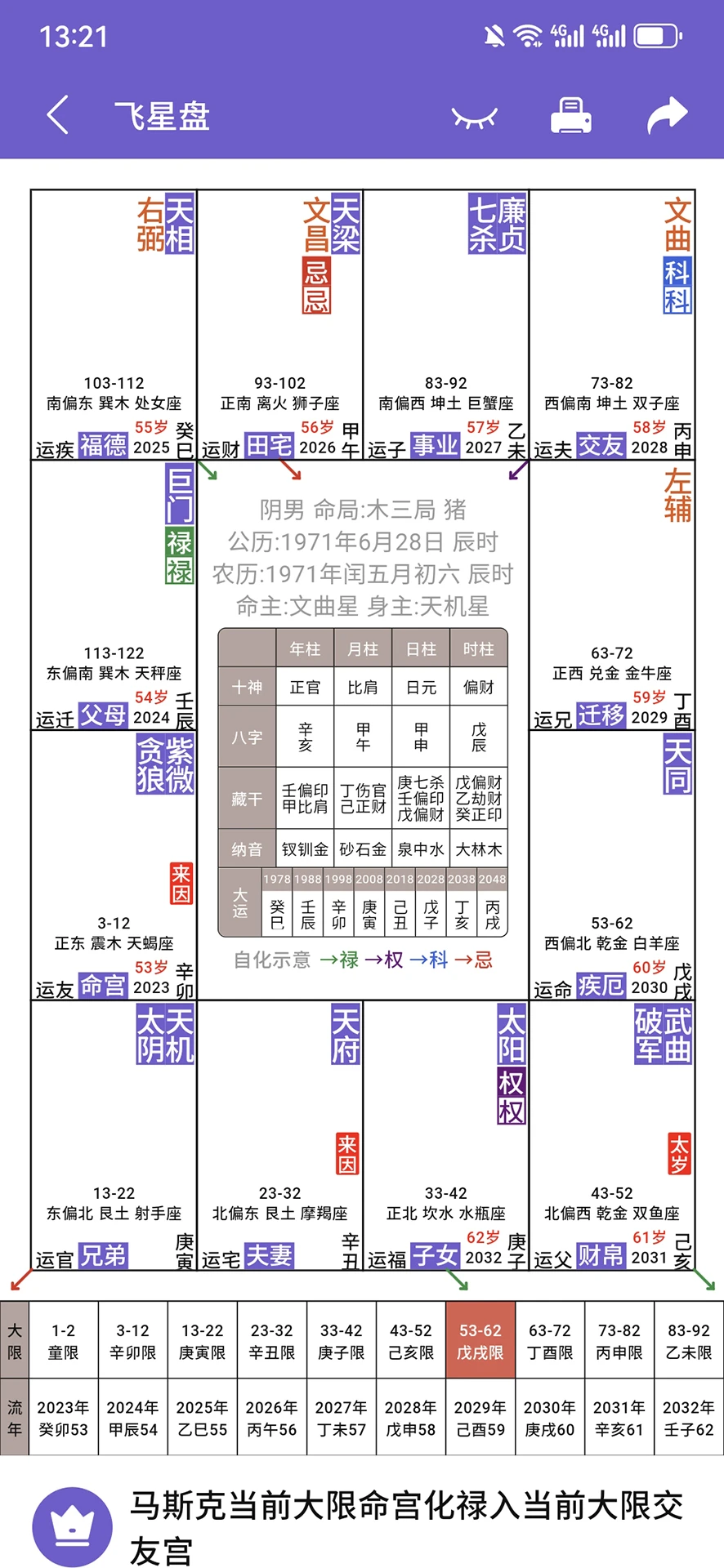 紫微斗数生辰八字截图