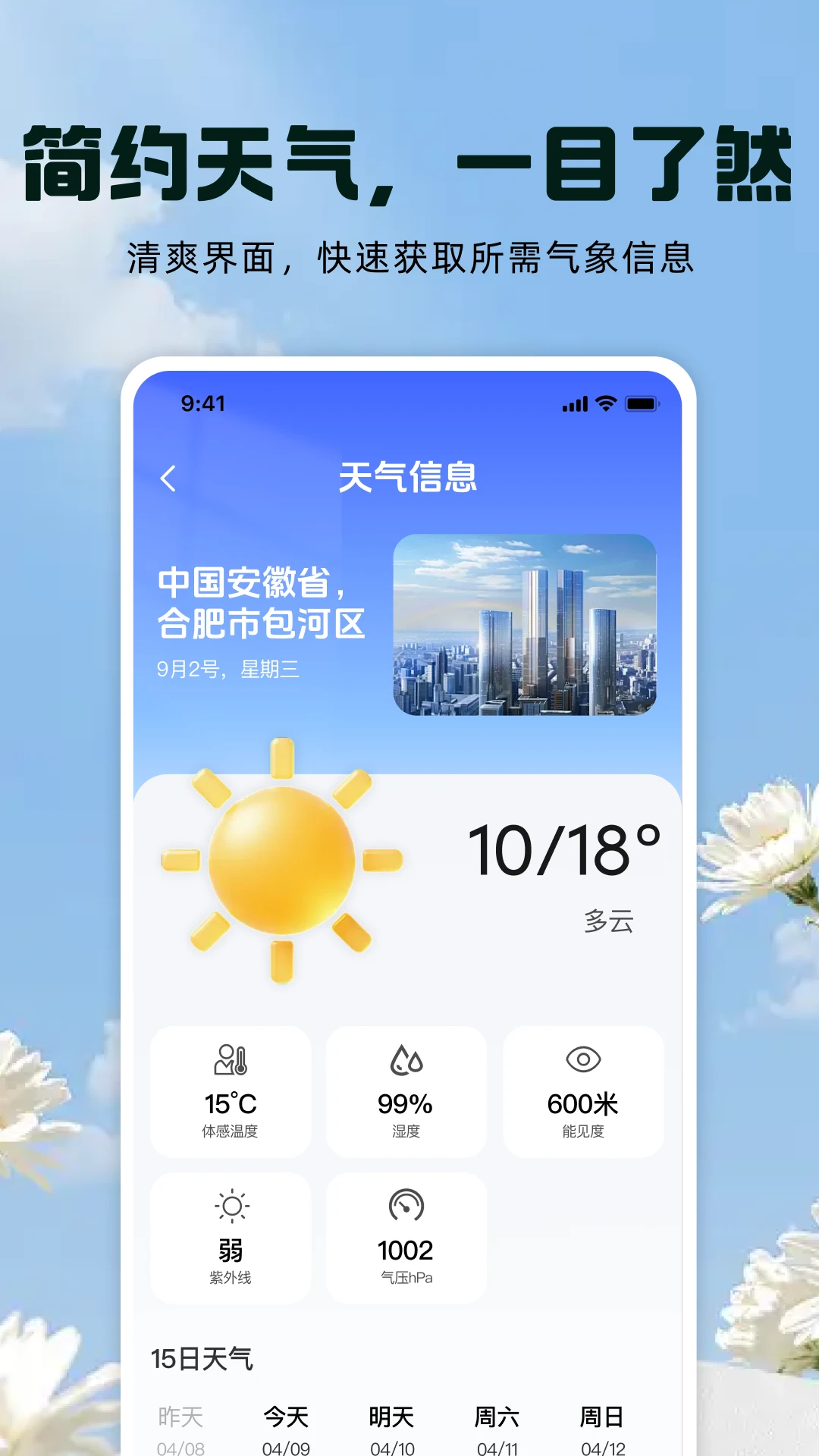 天气预报告截图